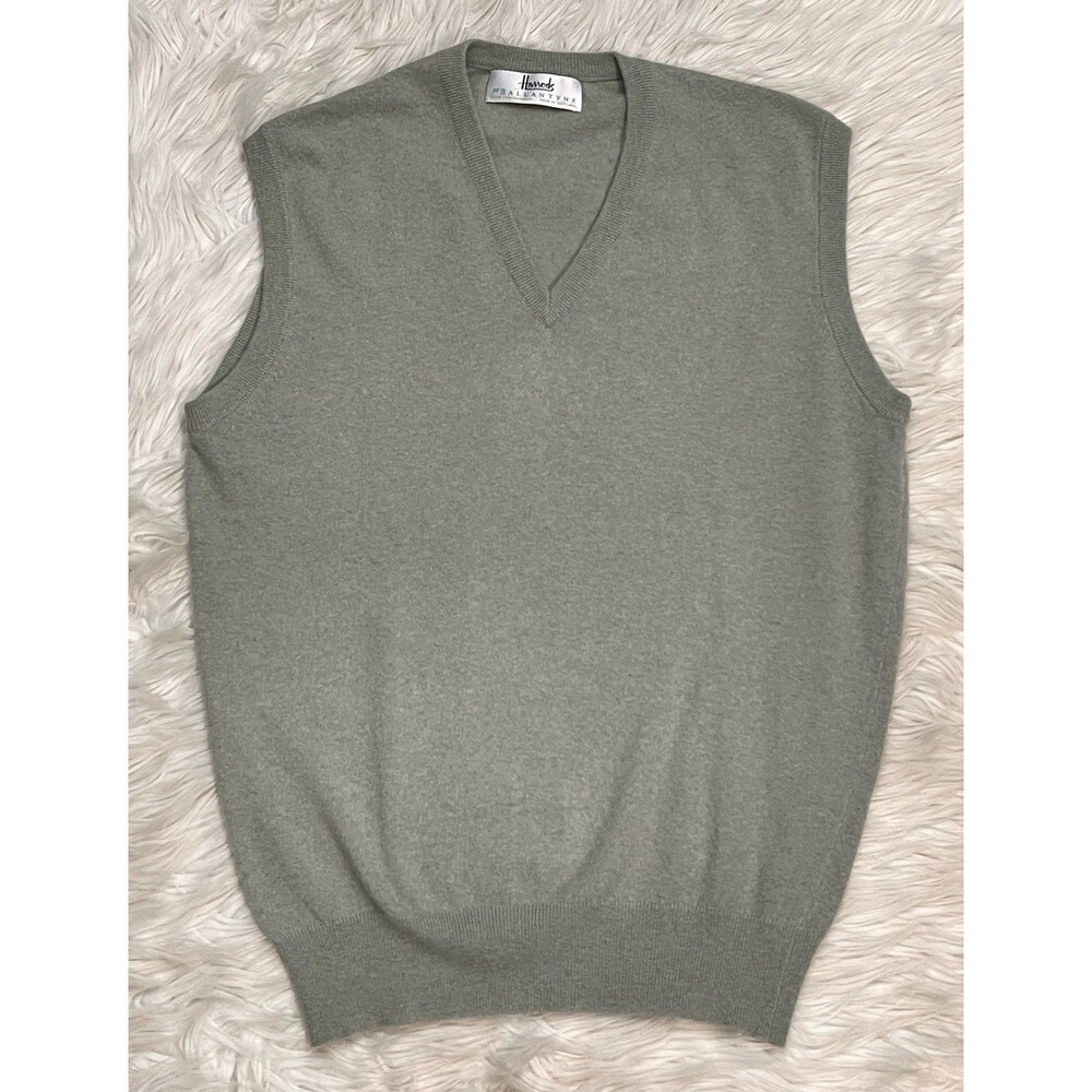 Ballantyne x Harrods 100% Cashmere Sweater Vest Scotland Men's Size 44/US L - Picture 4 of 10